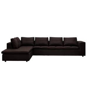 Ecksofa Brooklyn IV Echtleder Echtleder Neka: Dunkelbraun - Breite: 312 cm - Ottomane davorstehend links