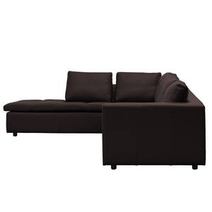 Ecksofa Brooklyn IV Echtleder Echtleder Neka: Dunkelbraun - Breite: 312 cm - Ottomane davorstehend links