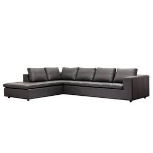 Ecksofa Brooklyn IV Echtleder Echtleder Neka: Grau - Breite: 312 cm - Ottomane davorstehend links