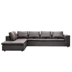 Ecksofa Brooklyn IV Echtleder Echtleder Neka: Grau - Breite: 312 cm - Ottomane davorstehend links