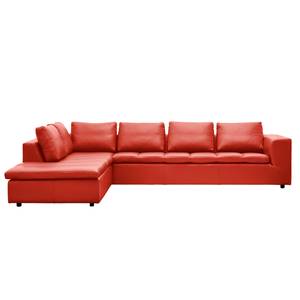 Ecksofa Brooklyn IV Echtleder Echtleder Neka: Rot - Breite: 312 cm - Ottomane davorstehend links