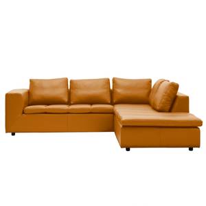 Ecksofa Brooklyn IV Echtleder Echtleder Neka: Cognac - Breite: 247 cm - Ottomane davorstehend rechts