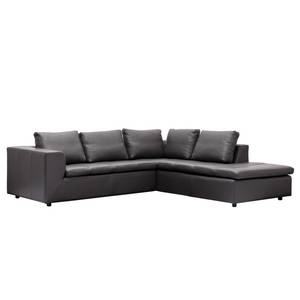 Ecksofa Brooklyn IV Echtleder Echtleder Neka: Grau - Breite: 247 cm - Ottomane davorstehend rechts