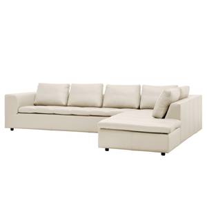 Ecksofa Brooklyn IV Echtleder Echtleder Neka: Creme - Breite: 312 cm - Ottomane davorstehend rechts