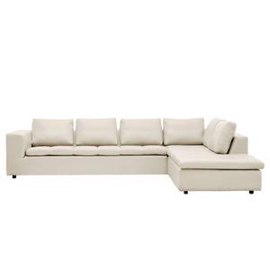 Ecksofa Brooklyn IV Echtleder Echtleder Neka: Creme - Breite: 312 cm - Ottomane davorstehend rechts