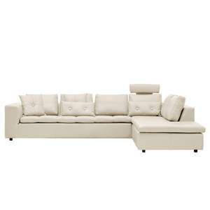 Ecksofa Brooklyn IV Echtleder Echtleder Neka: Creme - Breite: 312 cm - Ottomane davorstehend rechts