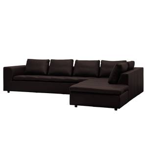 Ecksofa Brooklyn IV Echtleder Echtleder Neka: Dunkelbraun - Breite: 312 cm - Ottomane davorstehend rechts