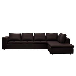 Ecksofa Brooklyn IV Echtleder Echtleder Neka: Dunkelbraun - Breite: 312 cm - Ottomane davorstehend rechts