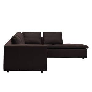 Ecksofa Brooklyn IV Echtleder Echtleder Neka: Dunkelbraun - Breite: 312 cm - Ottomane davorstehend rechts