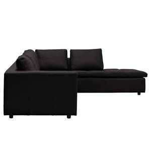 Ecksofa Brooklyn IV Echtleder Echtleder Neka: Schwarz - Breite: 312 cm - Ottomane davorstehend rechts