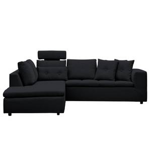 Ecksofa Brooklyn IV Webstoff Webstoff Saia: Anthrazit - Breite: 247 cm - Ottomane davorstehend links