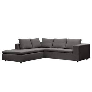 Ecksofa Brooklyn IV Webstoff Webstoff Anda II: Anthrazit - Breite: 247 cm - Ottomane davorstehend links