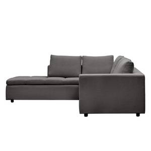 Ecksofa Brooklyn IV Webstoff Webstoff Anda II: Anthrazit - Breite: 247 cm - Ottomane davorstehend links