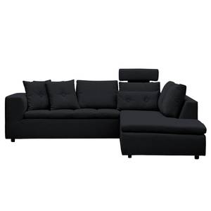 Ecksofa Brooklyn IV Webstoff Webstoff Saia: Anthrazit - Breite: 247 cm - Ottomane davorstehend rechts