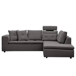 Ecksofa Brooklyn IV Webstoff Webstoff Anda II: Anthrazit - Breite: 247 cm - Ottomane davorstehend rechts