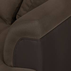 Canapé d'angle Burnaby Imitation cuir / Tissu - Courte à droite (vue de face) - Marron - Marron - Méridienne longue à droite (vue de face)