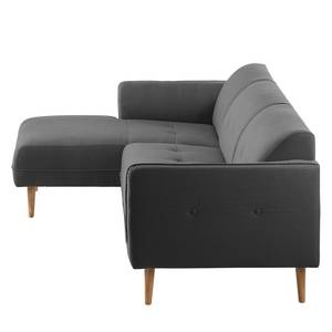 Ecksofa Cala I Strukturstoff Webstoff Osta: Anthrazit - Longchair davorstehend links - Beige