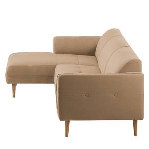 Hoekbank Cala I structuurstof Stof Osta: Cappuccinokleurig - Longchair vooraanzicht links - Beige