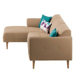 Hoekbank Cala I structuurstof Stof Osta: Cappuccinokleurig - Longchair vooraanzicht links - Beige