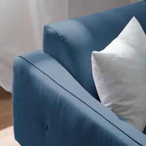 Canapé d'angle Cala I Tissu structuré Tissu Osta: Bleu foncé - Méridienne courte à gauche (vue de face) - Beige