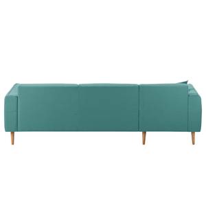 Ecksofa Cala I Strukturstoff Webstoff Osta: Petrol - Longchair davorstehend links - Beige