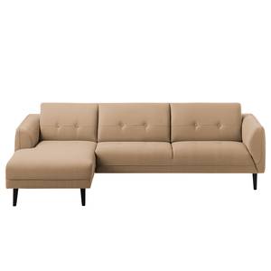 Ecksofa Cala I Strukturstoff Webstoff Osta: Cappuccino - Longchair davorstehend links - Schwarz