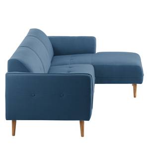 Hoekbank Cala I structuurstof Stof Osta: Donkerblauw - Longchair vooraanzicht rechts - Beige