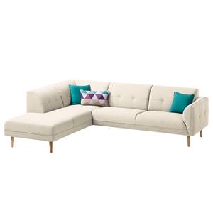 Ecksofa Cala II Strukturstoff Webstoff Osta: Altweiß - Ottomane davorstehend links - Beige