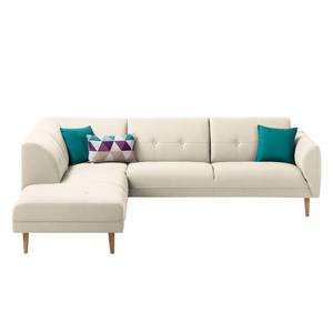 Ecksofa Cala II Strukturstoff Webstoff Osta: Altweiß - Ottomane davorstehend links - Beige