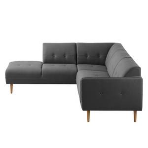 Ecksofa Cala II Strukturstoff Webstoff Osta: Anthrazit - Ottomane davorstehend links - Beige