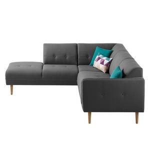 Ecksofa Cala II Strukturstoff Webstoff Osta: Anthrazit - Ottomane davorstehend links - Beige