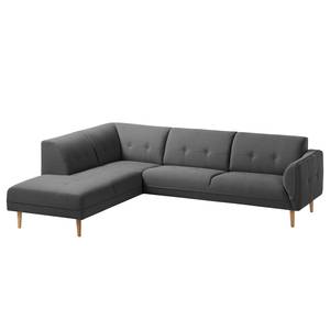 Ecksofa Cala II Strukturstoff Webstoff Osta: Anthrazit - Ottomane davorstehend links - Beige