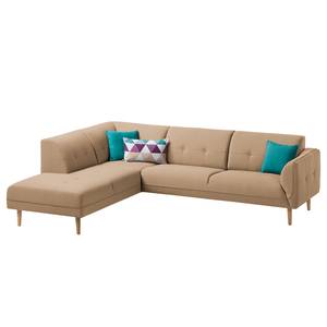 Ecksofa Cala II Strukturstoff Webstoff Osta: Cappuccino - Ottomane davorstehend links - Beige