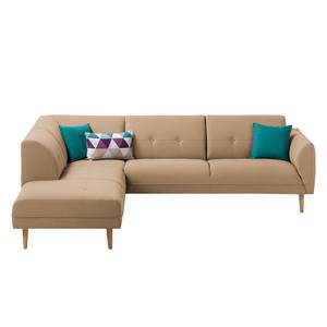 Ecksofa Cala II Strukturstoff Webstoff Osta: Cappuccino - Ottomane davorstehend links - Beige