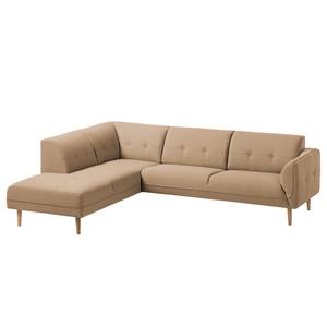 Ecksofa Cala II Strukturstoff Webstoff Osta: Cappuccino - Ottomane davorstehend links - Beige