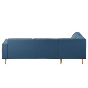 Ecksofa Cala II Strukturstoff Webstoff Osta: Dunkelblau - Ottomane davorstehend links - Beige