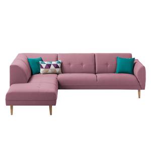 Ecksofa Cala II Strukturstoff Webstoff Osta: Flieder - Ottomane davorstehend links - Beige