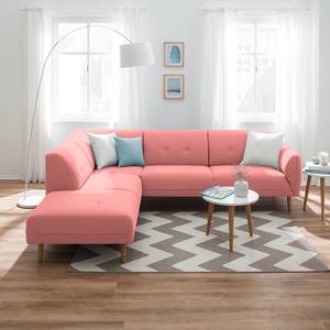 Ecksofa Cala II Strukturstoff Webstoff Osta: Koralle - Ottomane davorstehend links - Beige