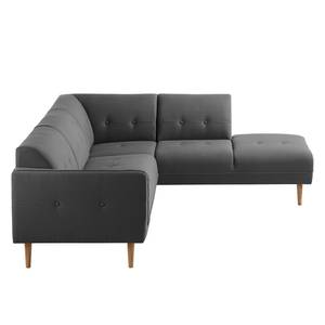 Ecksofa Cala II Strukturstoff Webstoff Osta: Anthrazit - Ottomane davorstehend rechts - Beige