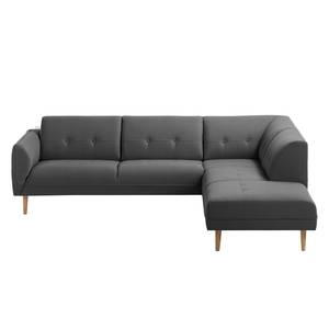 Ecksofa Cala II Strukturstoff Webstoff Osta: Anthrazit - Ottomane davorstehend rechts - Beige