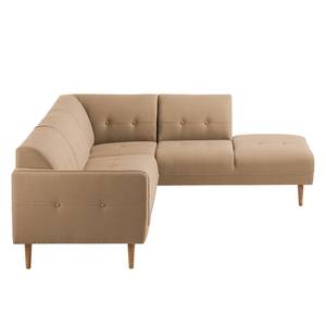 Ecksofa Cala II Strukturstoff Webstoff Osta: Cappuccino - Ottomane davorstehend rechts - Beige