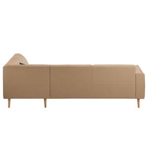 Ecksofa Cala II Strukturstoff Webstoff Osta: Cappuccino - Ottomane davorstehend rechts - Beige