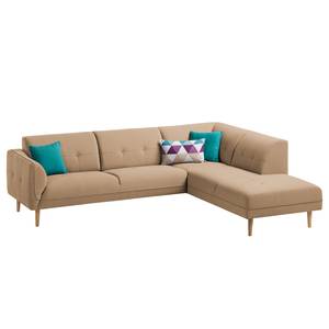 Ecksofa Cala II Strukturstoff Webstoff Osta: Cappuccino - Ottomane davorstehend rechts - Beige