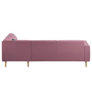 Ecksofa Cala II Strukturstoff Webstoff Osta: Flieder - Ottomane davorstehend rechts - Beige