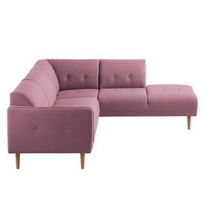 Ecksofa Cala II Strukturstoff Webstoff Osta: Flieder - Ottomane davorstehend rechts - Beige