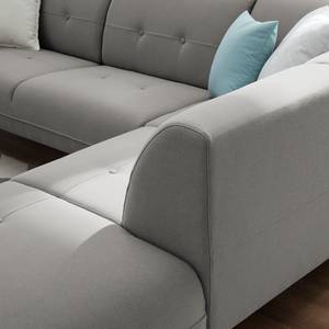 Ecksofa Cala II Strukturstoff Webstoff Osta: Graubraun - Ottomane davorstehend rechts - Beige