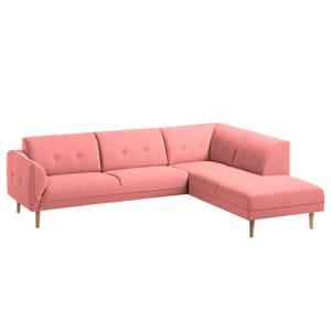 Ecksofa Cala II Strukturstoff Webstoff Osta: Koralle - Ottomane davorstehend rechts - Beige