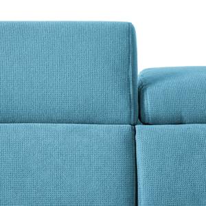 Canapé d'angle Calang Tissu - Bleu clair - Méridienne longue à gauche (vue de face) - Fonction couchage - Coffre de lit