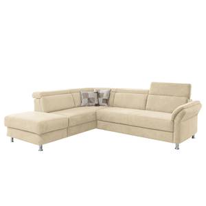 Ecksofa Calang Webstoff Creme - Ottomane davorstehend links - Keine Funktion