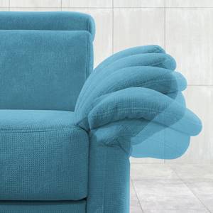 Canapé d'angle Calang Tissu - Bleu clair - Méridienne longue à gauche (vue de face) - Fonction couchage - Coffre de lit